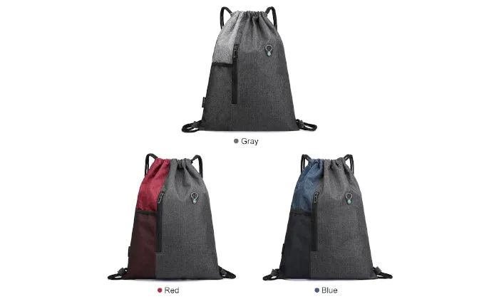 Water-resistant Drawstring Backpack with Earphones Jack