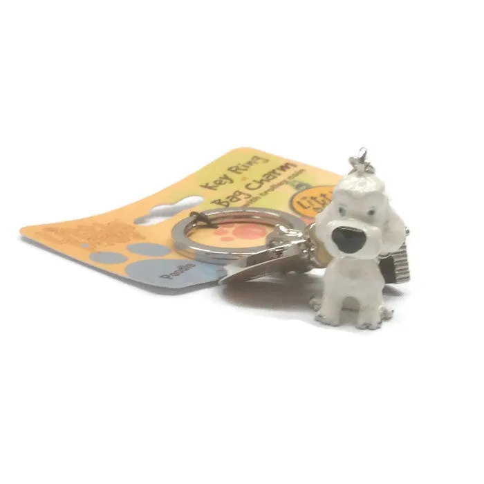 White poodle breed 3D keyring