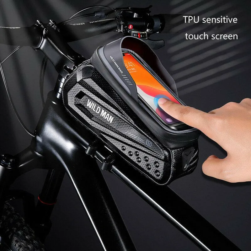 Wild Man Bicycle Bag Frame Rainproof Bike Bag Phone Case 6.8inch Touch Screen Cycling Bag Tube 1.2L Mtb Accessories