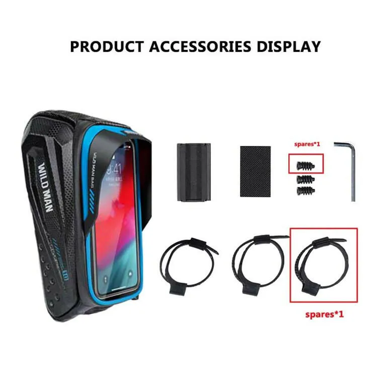 Wild Man Bicycle Bag Frame Rainproof Bike Bag Phone Case 6.8inch Touch Screen Cycling Bag Tube 1.2L Mtb Accessories