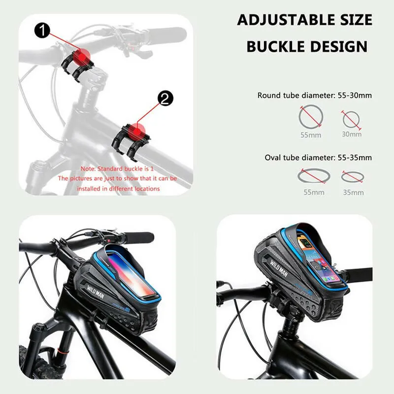 Wild Man Bicycle Bag Frame Rainproof Bike Bag Phone Case 6.8inch Touch Screen Cycling Bag Tube 1.2L Mtb Accessories