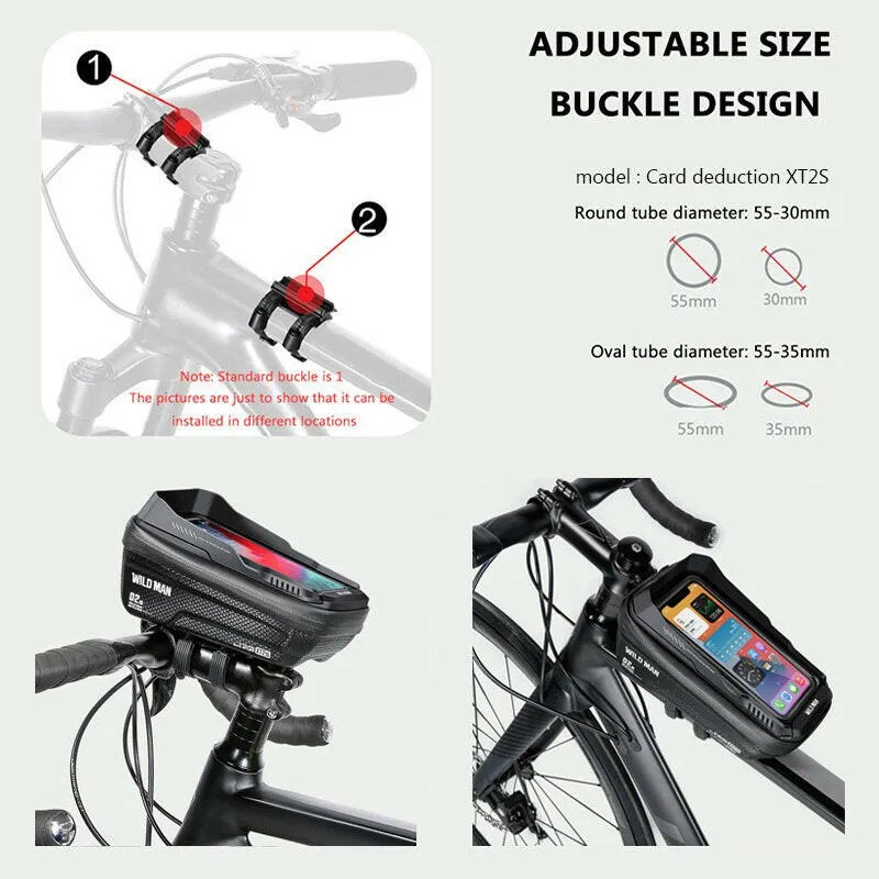 WILD MAN Bicycle Bag Front Waterproof Bike Bag Touch Screen Phone Cases 6.8" Hard Shell Cycling Bag Mtb Accessories