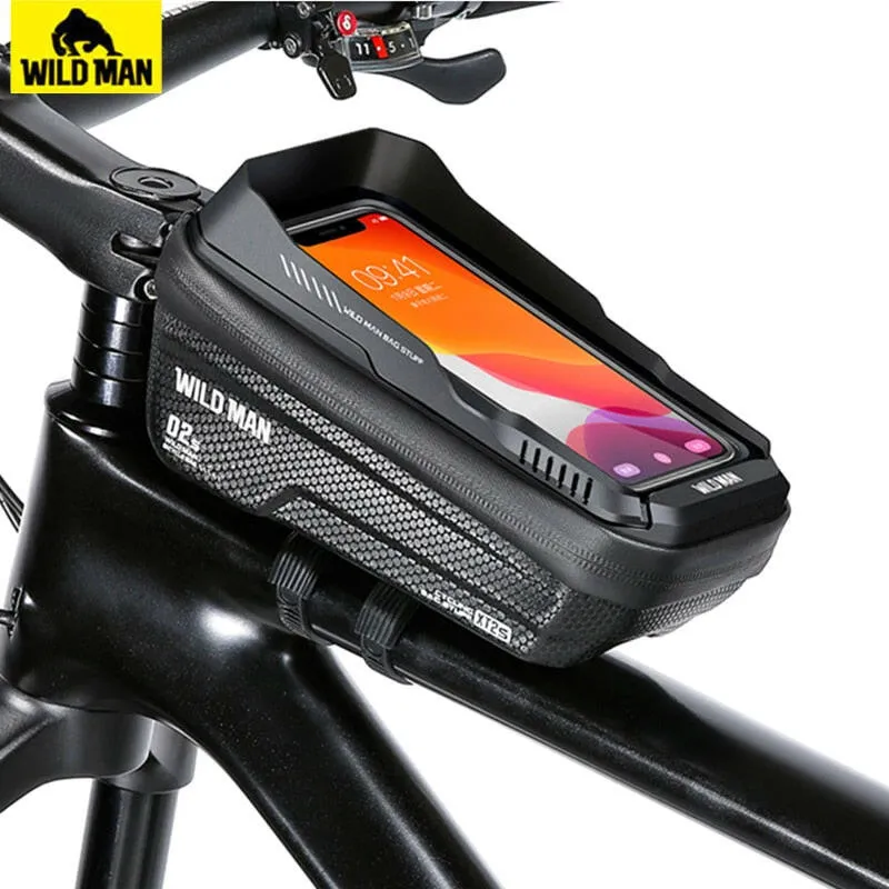 WILD MAN Bicycle Bag Front Waterproof Bike Bag Touch Screen Phone Cases 6.8" Hard Shell Cycling Bag Mtb Accessories