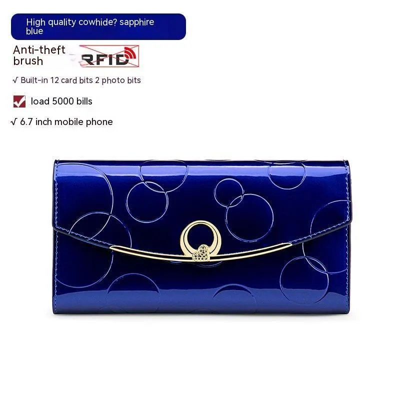 Women's Real Leather Long Large Capacity Wallet Clutch Bag