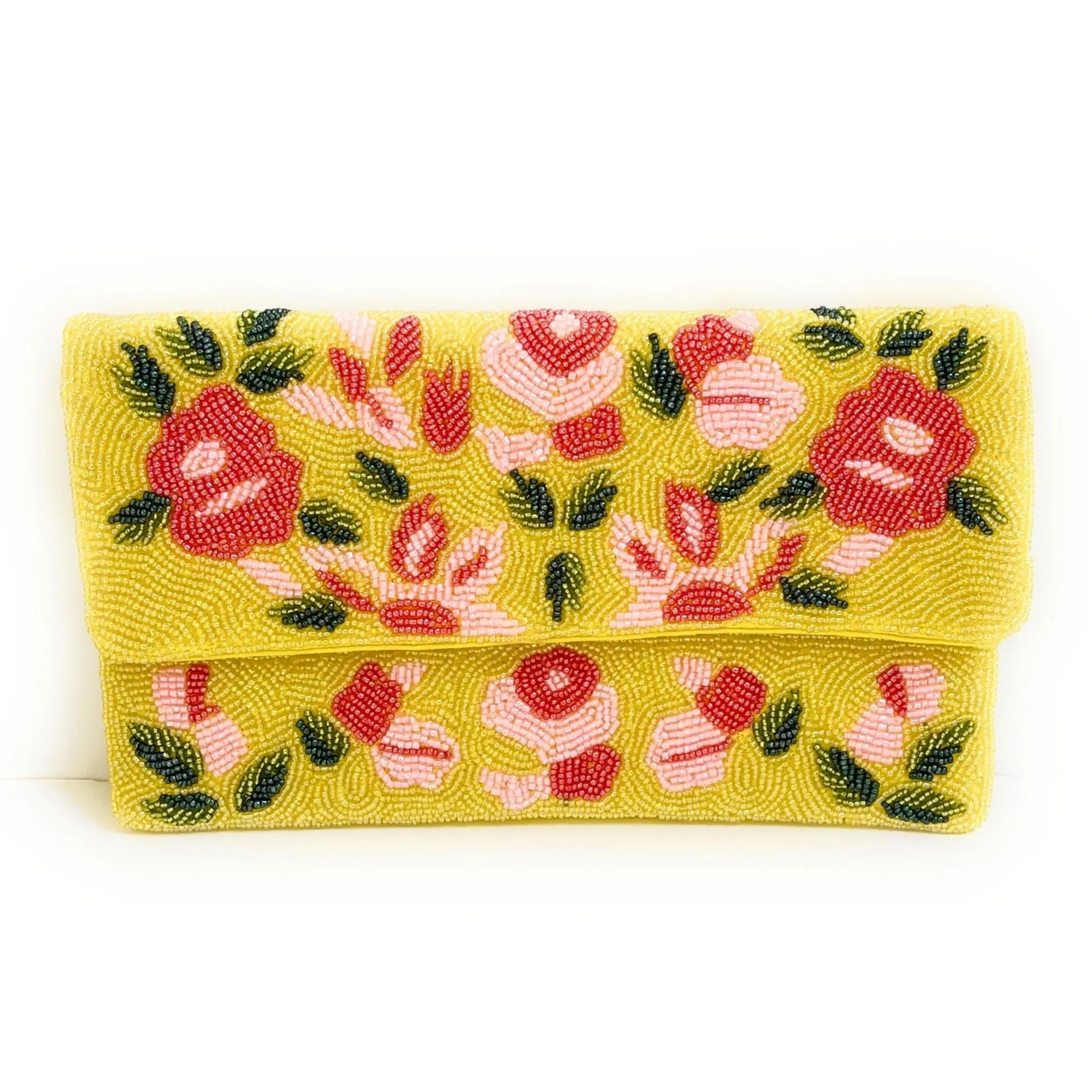 Yellow Blossom Beaded Clutch Purse