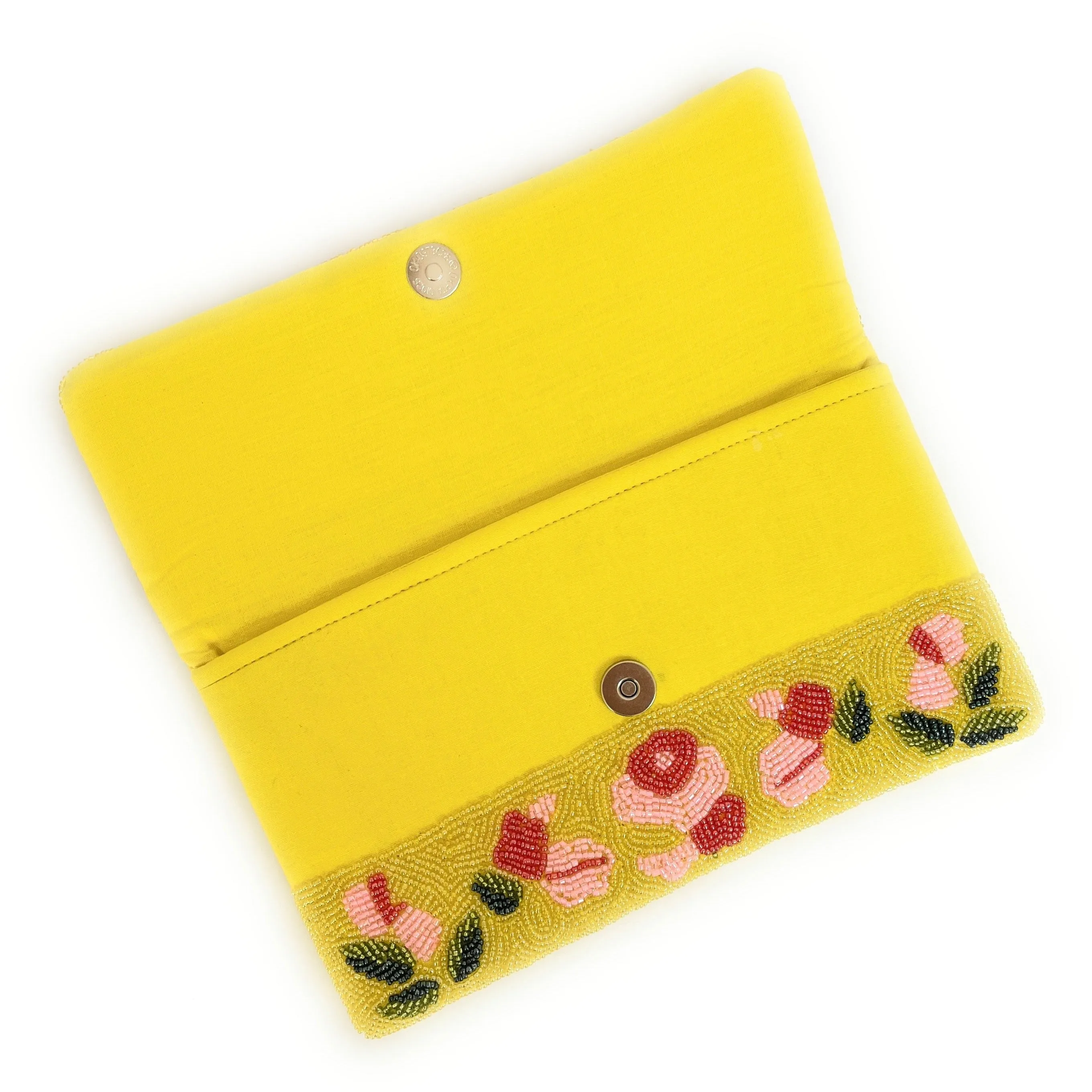 Yellow Blossom Beaded Clutch Purse