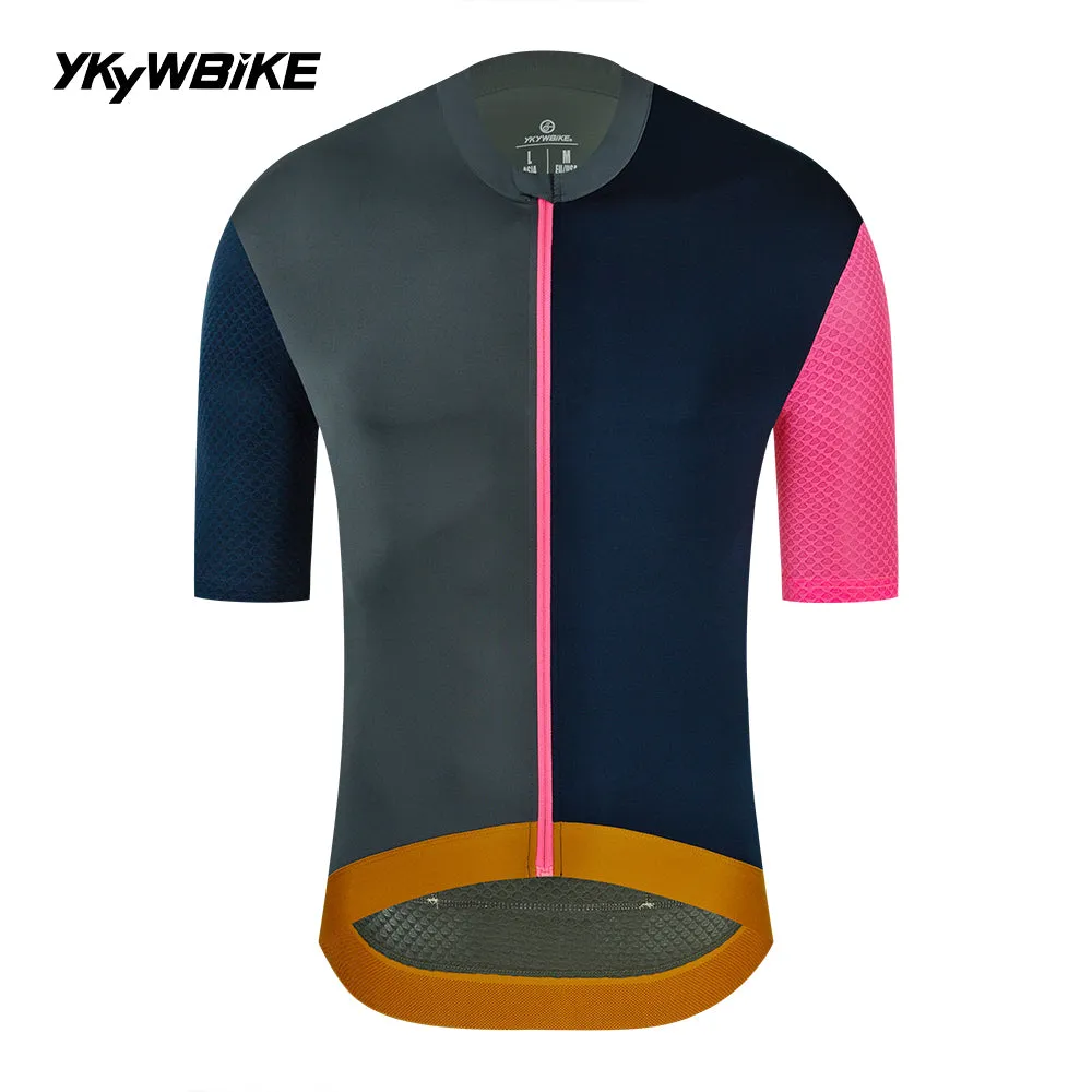 YKYW 2024 Men's New Cycling Jersey Moisture Wicking Quick Dry Multiple Color Gray Dark Blue