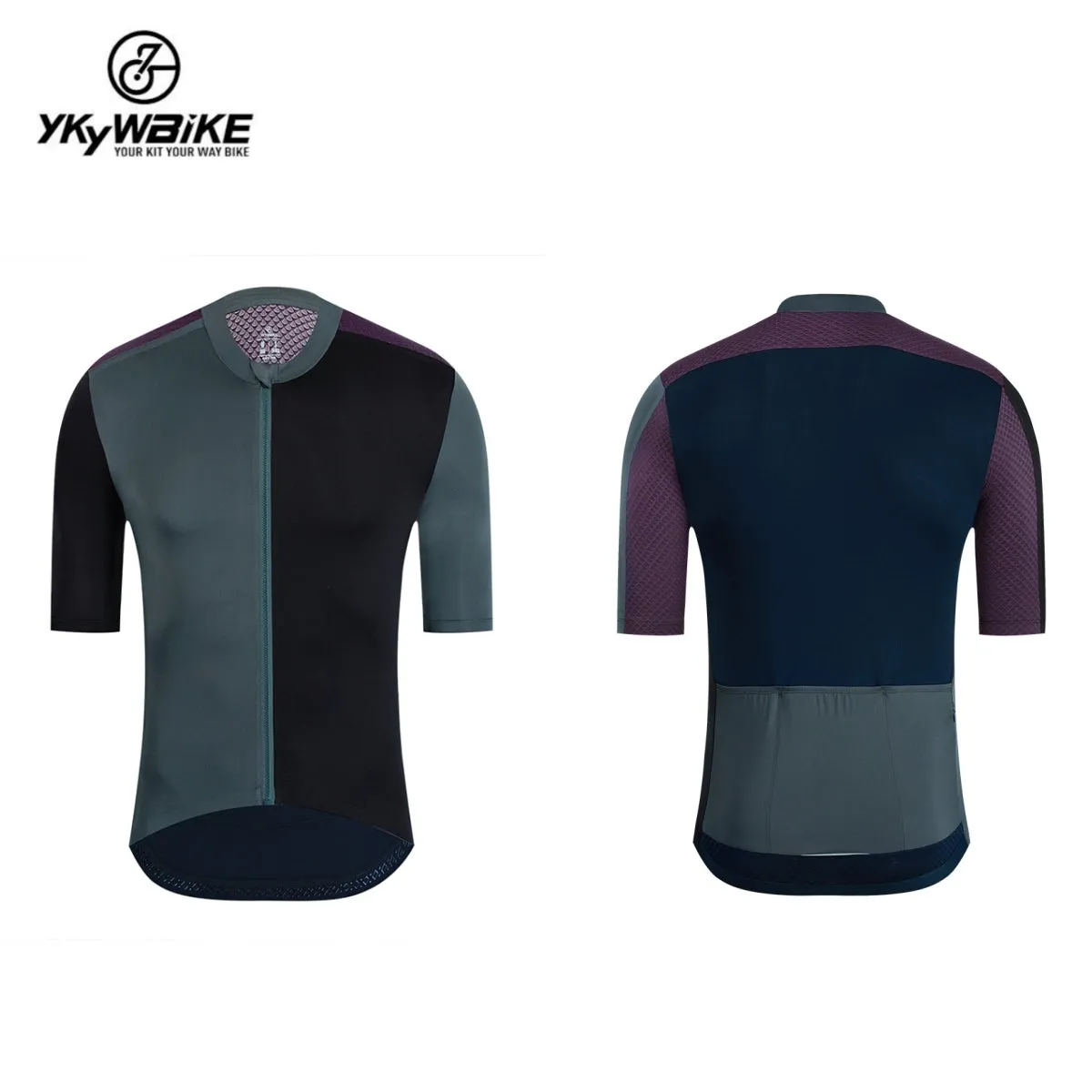 YKYW 2024 Men's New Cycling Jersey Moisture Wicking Quick Dry Multiple Color Gray Dark Blue