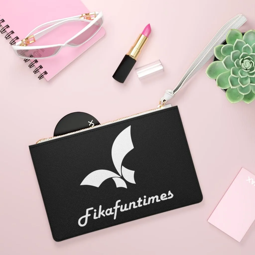 Zipper Print Logo Fikafuntimes Clutch Bag